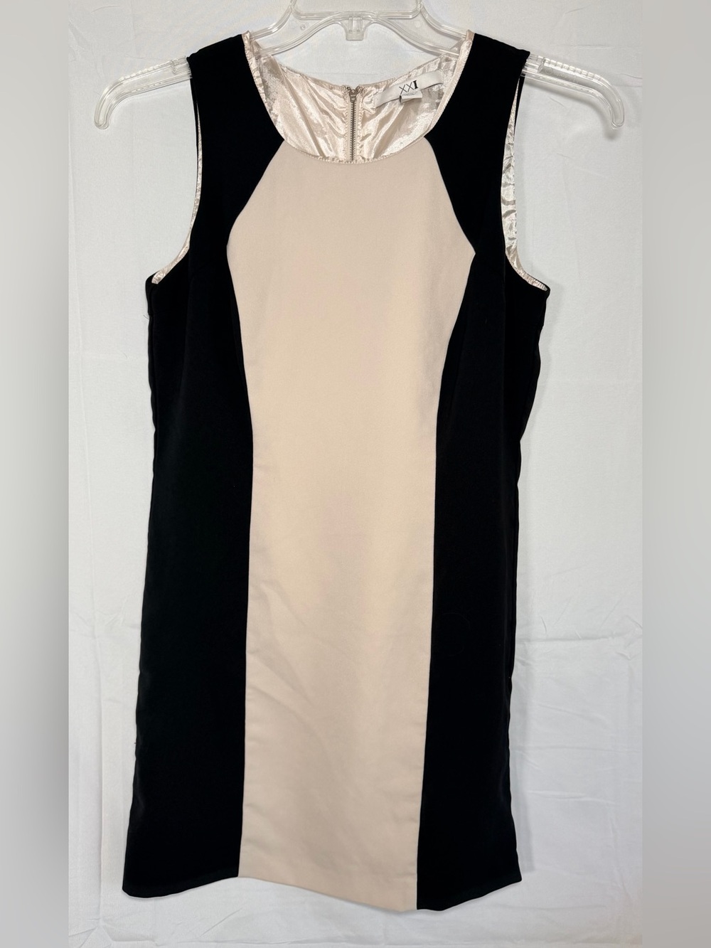 Forever 21 Two-Tone Sleeveless Mini Shift Dress in Black and Beige